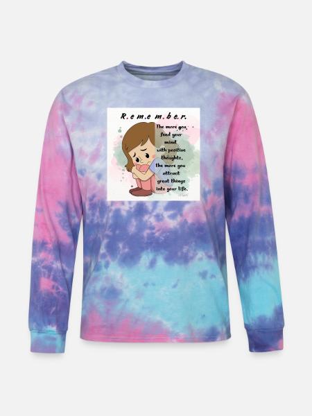 Positive Mindfulness Inspirational Design - Tie Dye Long Sleeve T-shirt - cotton candy
