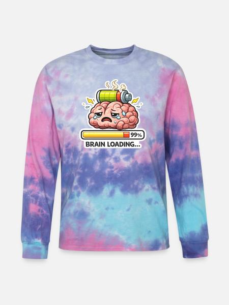 Brain Battery Loading - Tie Dye Long Sleeve T-shirt - cotton candy