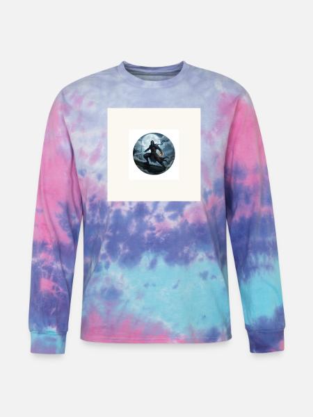 Moonlit Shadow Ninja Circle - Tie Dye Long Sleeve T-shirt - cotton candy