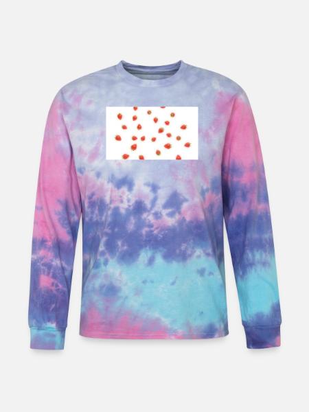 Strawberry Scatter Pattern - Tie Dye Long Sleeve T-shirt - cotton candy