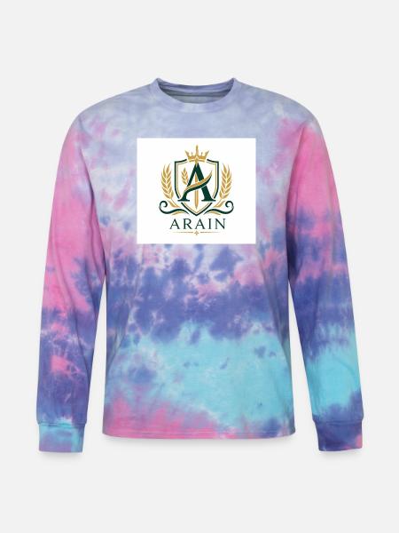 Arain Pride - Premium Punjabi Heritage Graphic - Tie Dye Long Sleeve T-shirt - cotton candy