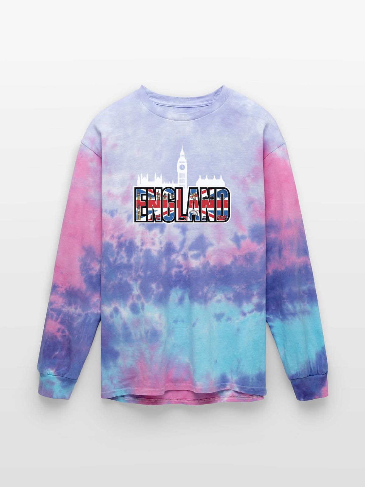England - Tie Dye Long Sleeve T-shirt - cotton candy - Front