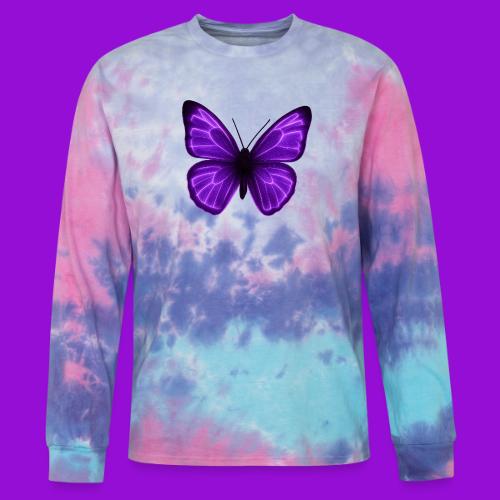 Neon Purple Butterfly - Tie Dye Long Sleeve T-shirt