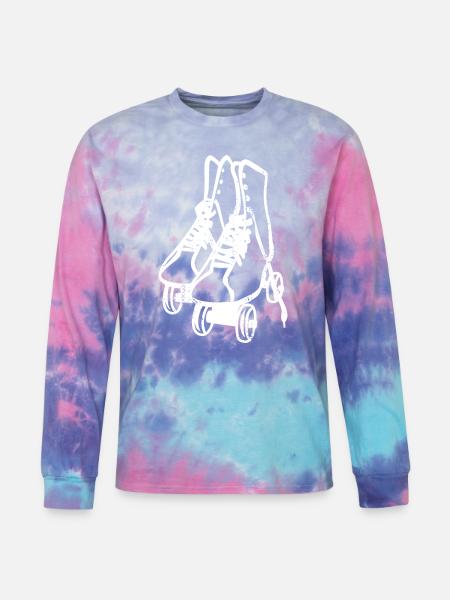 Retro Roller Skates - Tie Dye Long Sleeve T-shirt - cotton candy