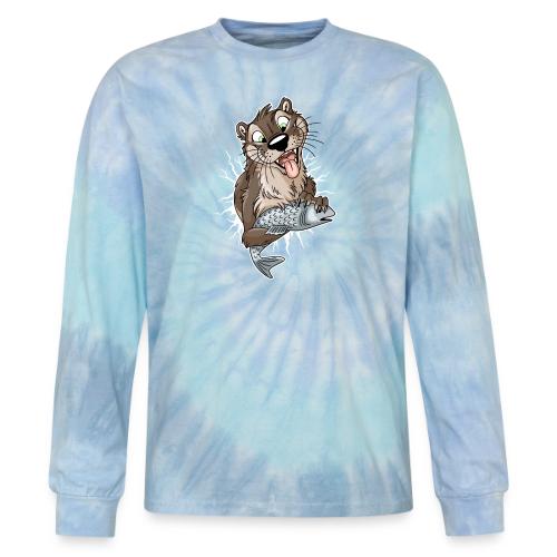 STUCK Otter (front) - white cracks - Tie Dye Long Sleeve T-shirt