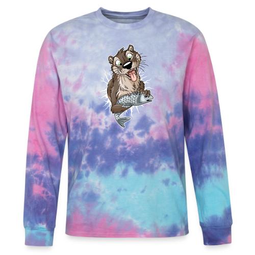 STUCK Otter (front) - white cracks - Tie Dye Long Sleeve T-shirt