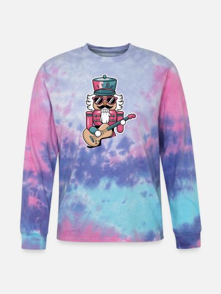 Nutcracker Playing Guitar - Tie Dye Long Sleeve T-shirt - cotton candy