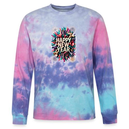 New Year's Party Horn T-Shirt - Tie Dye Long Sleeve T-shirt