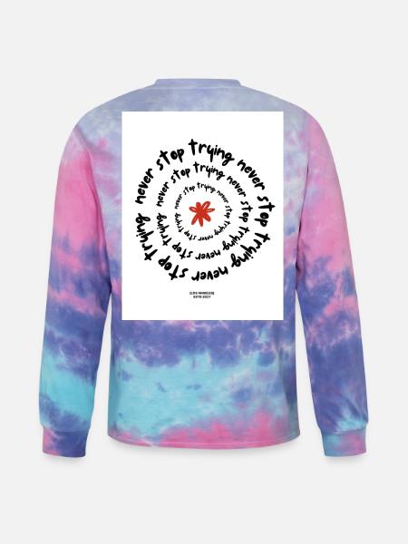 Never Stop Trying - Tie Dye Long Sleeve T-shirt - cotton candy