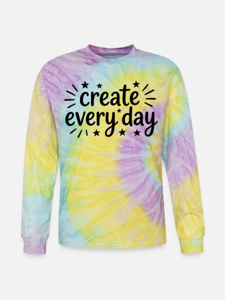 Create Every Day Hand Lettering - Tie Dye Long Sleeve T-shirt - mystique
