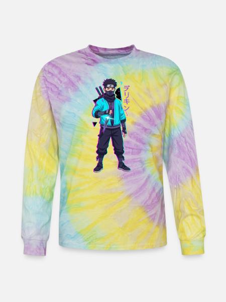 Neon Shinobi Cyan - Tie Dye Long Sleeve T-shirt - mystique