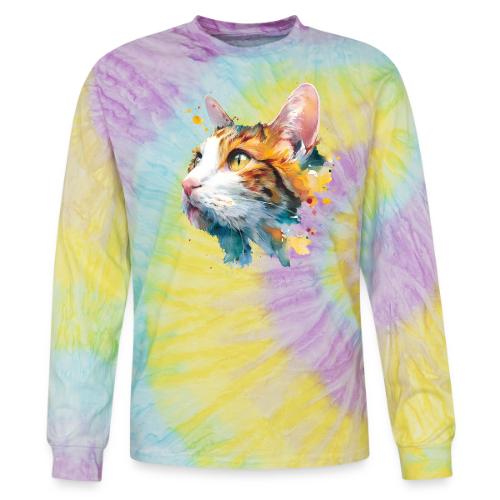 Cat: Feline Ink Burst - Tie Dye Long Sleeve T-shirt