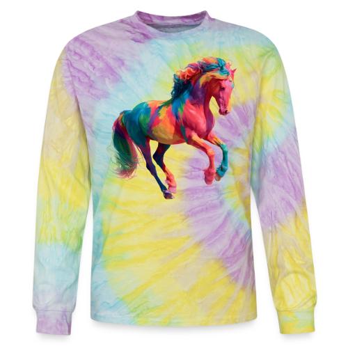 Colorful Paint Splatter Horse Art - Tie Dye Long Sleeve T-shirt