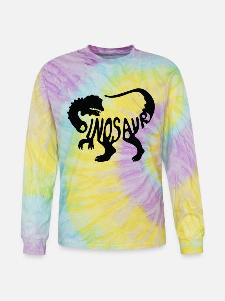 Bold Dinosaur Silhouette T-Shirt Design - Tie Dye Long Sleeve T-shirt - mystique