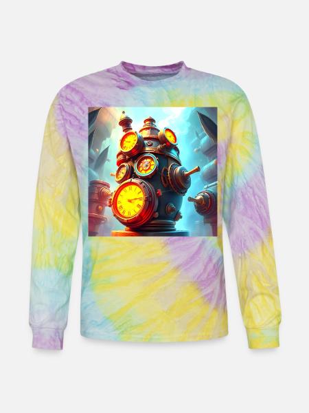 Clockwork Steam Engine - Tie Dye Long Sleeve T-shirt - mystique