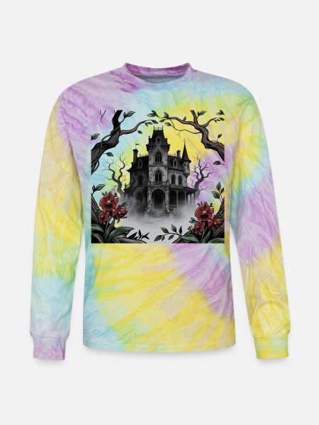 Gothic Manor in Mist - Tie Dye Long Sleeve T-shirt - mystique