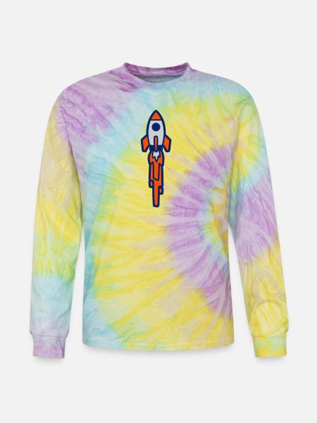 Launching Rocket Silhouette - Tie Dye Long Sleeve T-shirt - mystique