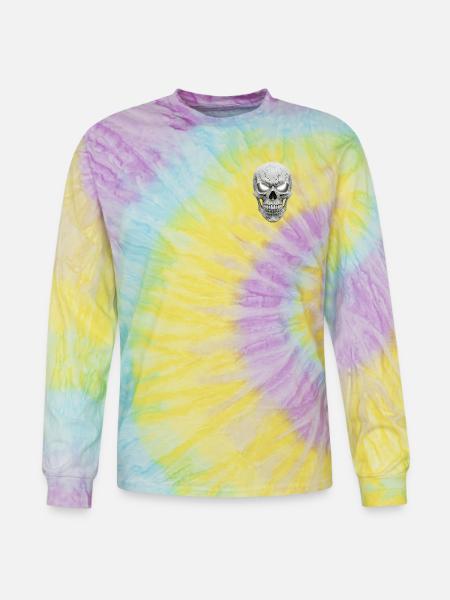 Cracked Skull Chrome Gaze - Tie Dye Long Sleeve T-shirt - mystique