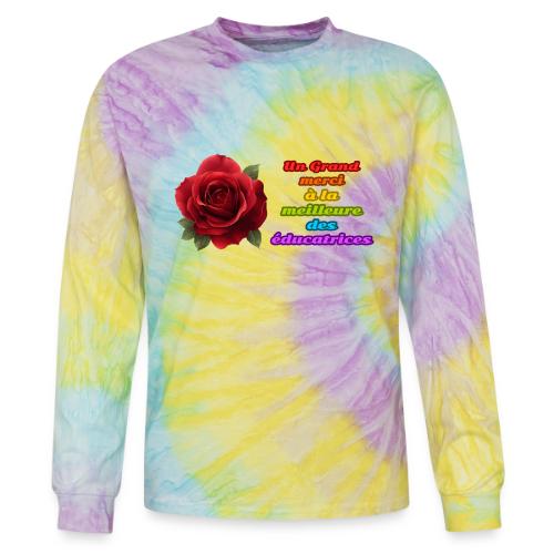 Thank You Educator: Pink and Rainbow Message - Tie Dye Long Sleeve T-shirt