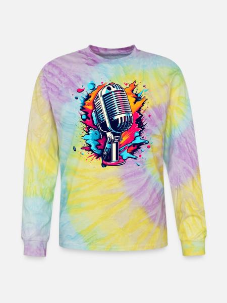 Colourful Microphone Splash - Tie Dye Long Sleeve T-shirt - mystique