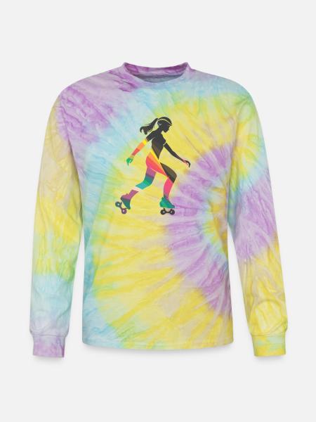 Roller Skating Girl - Tie Dye Long Sleeve T-shirt - mystique