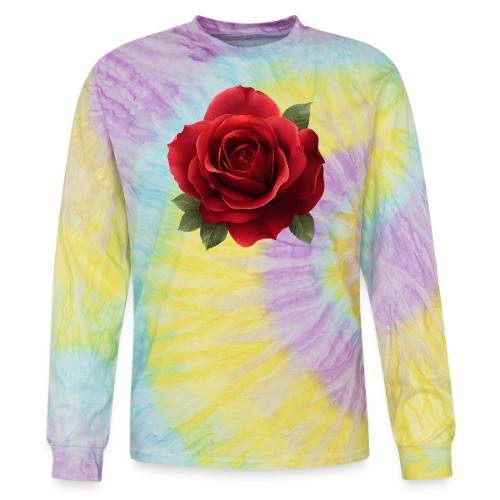 Rose: Crimson Bloom Elegance - Tie Dye Long Sleeve T-shirt