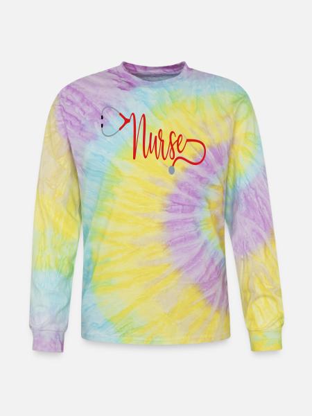 Nurse Stethoscope - Tie Dye Long Sleeve T-shirt - mystique