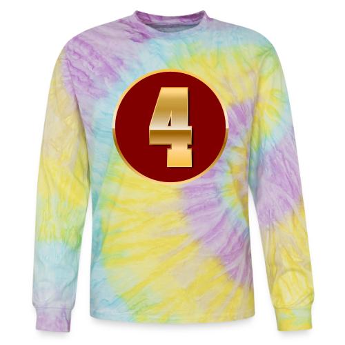 Number 4 in Gold Varsity Font - Tie Dye Long Sleeve T-shirt