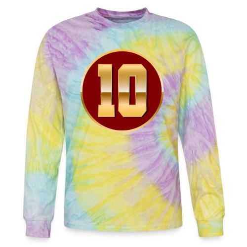Number 10 in Gold Varsity Font - Tie Dye Long Sleeve T-shirt