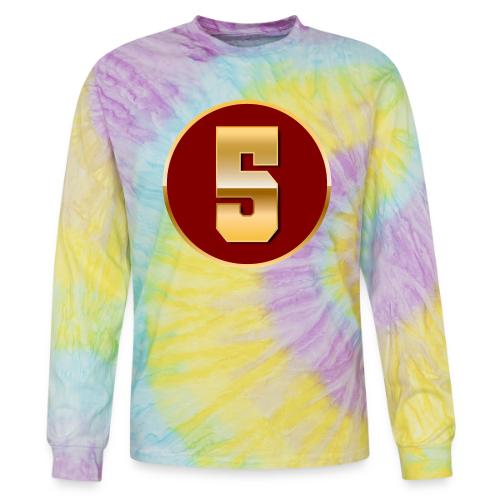 Number 5 in Gold Varsity Font - Tie Dye Long Sleeve T-shirt