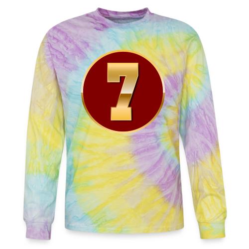 Number 7 in Gold Varsity Font - Tie Dye Long Sleeve T-shirt