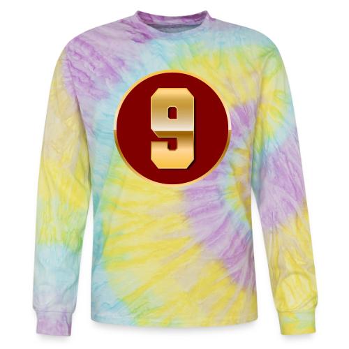 Number 9 in Gold Varsity Font - Tie Dye Long Sleeve T-shirt