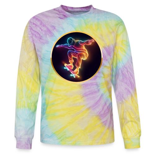 Skateboarding: Midnight Neon Skater - Tie Dye Long Sleeve T-shirt