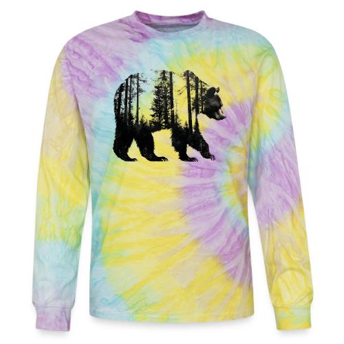 Evergreen Bear Silhouette - Tie Dye Long Sleeve T-shirt