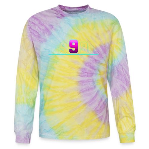 Number 9 in Magenta: Varsity Font - Tie Dye Long Sleeve T-shirt