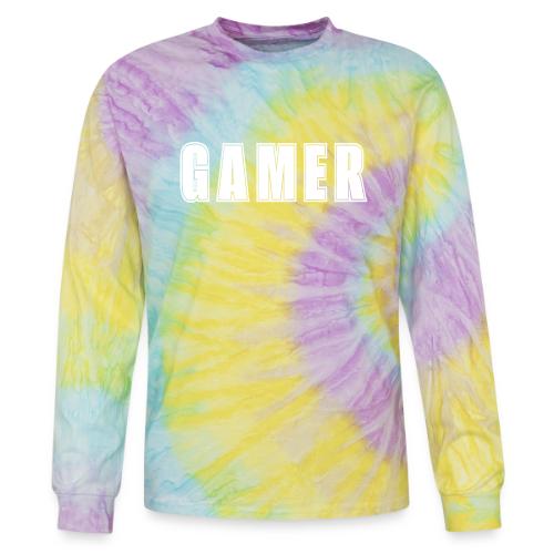 Gamer Collegiate White Text Design - Tie Dye Long Sleeve T-shirt