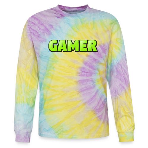 Gamer Neon Green Gaming Logo Design - Tie Dye Long Sleeve T-shirt