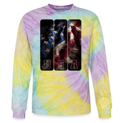 USA: Worn Stars and Stripes - Tie Dye Long Sleeve T-shirt
