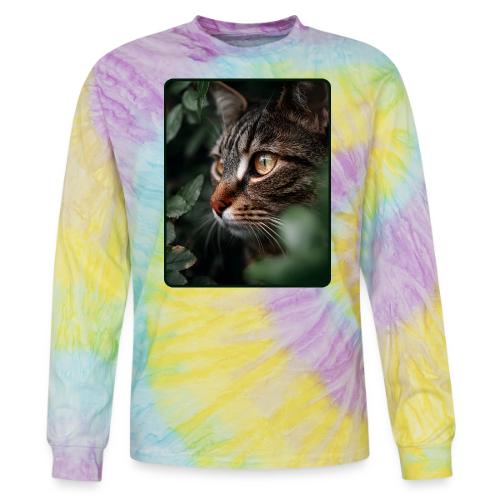 Tabby Cat Jungle Eyes Design - Tie Dye Long Sleeve T-shirt