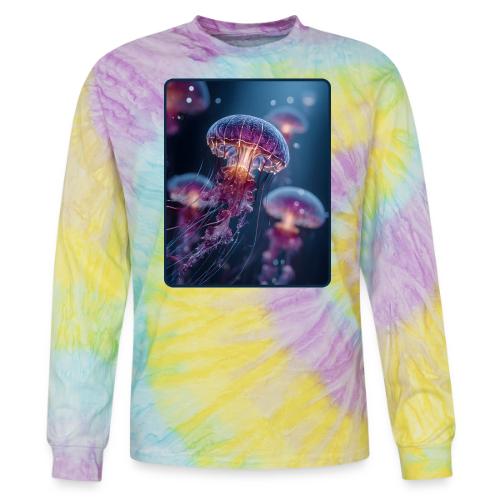 Glowing Jellyfish Deep Sea Design - Tie Dye Long Sleeve T-shirt