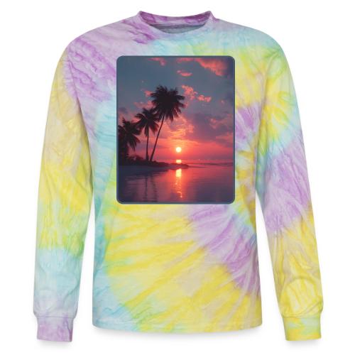 Tropical Sunset Ocean Reflection Design - Tie Dye Long Sleeve T-shirt