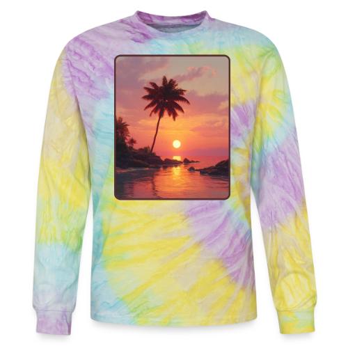 Tropical Beach Sunset Palm Design - Tie Dye Long Sleeve T-shirt