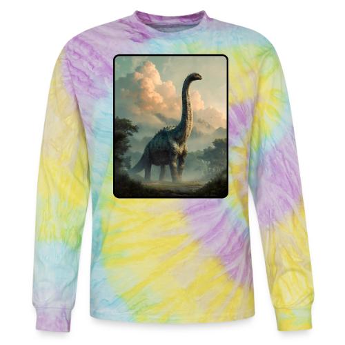 Brachiosaurus Prehistoric Scene Design - Tie Dye Long Sleeve T-shirt
