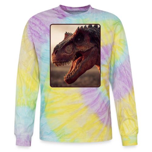 T Rex Roaring Close-Up Design - Tie Dye Long Sleeve T-shirt