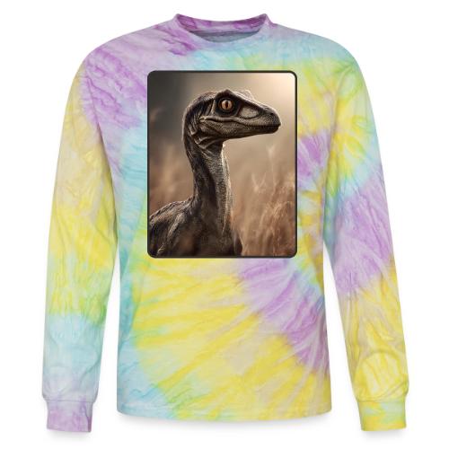 Velociraptor Feathered Portrait Design - Tie Dye Long Sleeve T-shirt