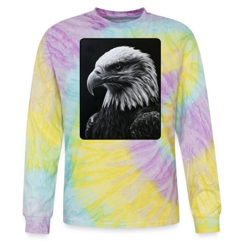 Black White Bald Eagle Design - Tie Dye Long Sleeve T-shirt