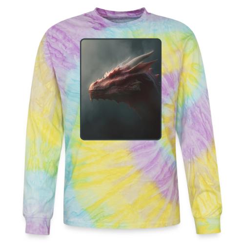 Red Dragon Fog Portrait Design - Tie Dye Long Sleeve T-shirt