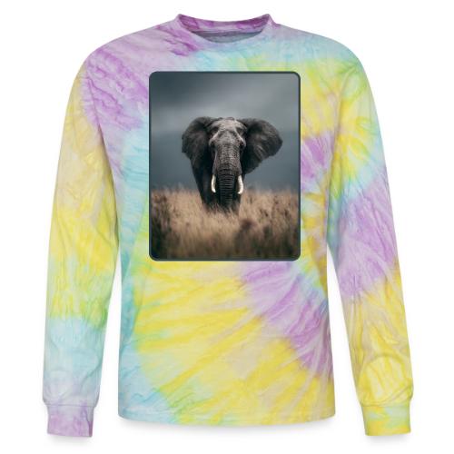 Majestic African Elephant Portrait Design - Tie Dye Long Sleeve T-shirt