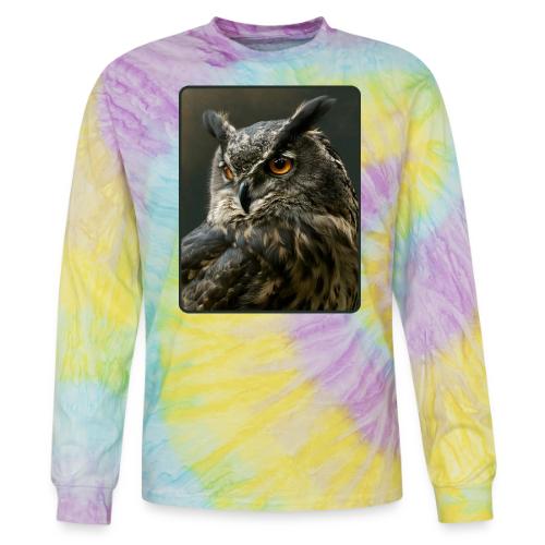 Eurasian Eagle Owl Portrait Design - Tie Dye Long Sleeve T-shirt