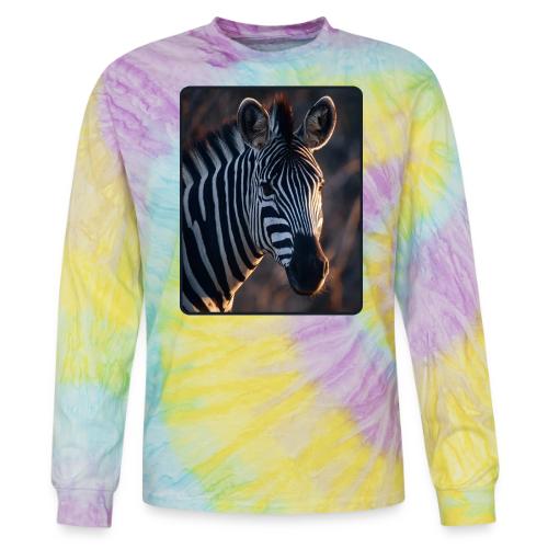 Majestic Zebra Sunset Portrait Design - Tie Dye Long Sleeve T-shirt